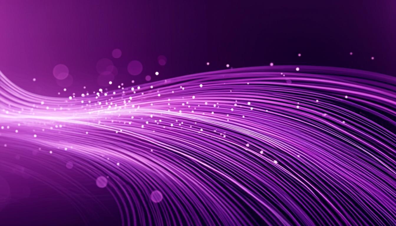 Accelerated creative workflow timeline with motion-blurred violet nodes